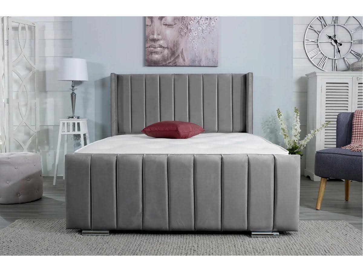 Panel Wing Back Storage Bed With Mattress