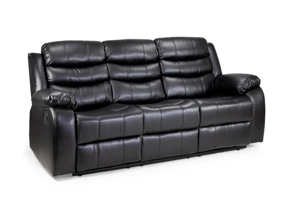 Vista Black Leather Recliner Sofa