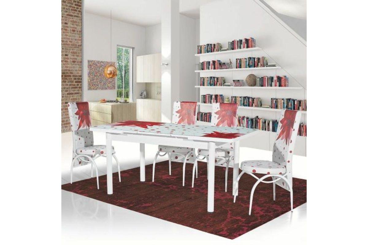 Red & White Turkish Style Extendable glass  table with chairs