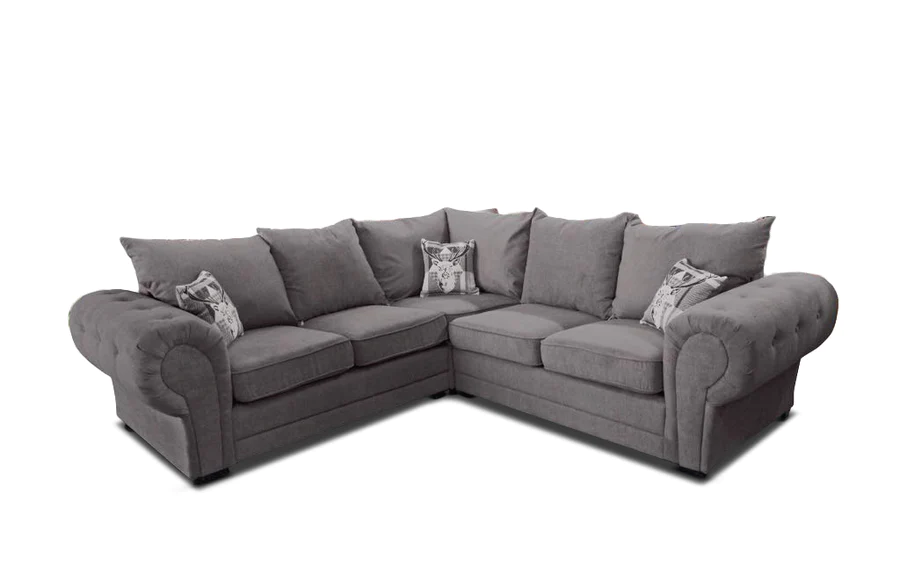 Baron Chesterfield Graphite Corner Sofa Full Back Cushions